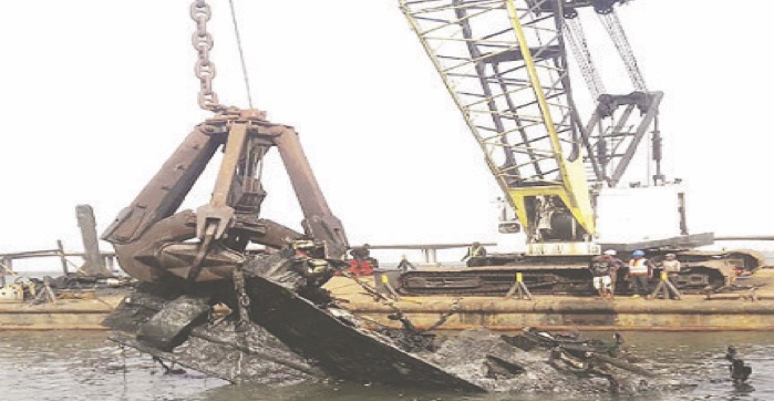 Wrecks removed along the Badagry creek during a recent wreck removal exercise by NIMASA