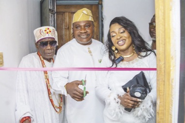 •L-R- His Royal Highness Babasola Kujembola,. Omirin Olusanya Emmanuel and Princess Christiana Kujembola.