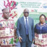 Prof Abidogun Babajide on the left, the Commissioner for Education, Ogun State, and LOC chairman, Dr Dagunduro Morenikeji