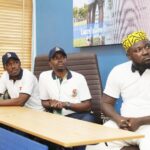 Spires 5-Aside Street Soccer directors, Akinwunmi Odunsi (left), Dr Femi Bankole (M) and the Brand Ambassador.