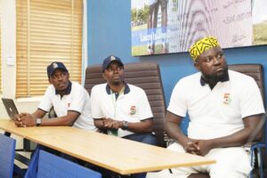 Spires 5-Aside Street Soccer directors, Akinwunmi Odunsi (left), Dr Femi Bankole (M) and the Brand Ambassador.