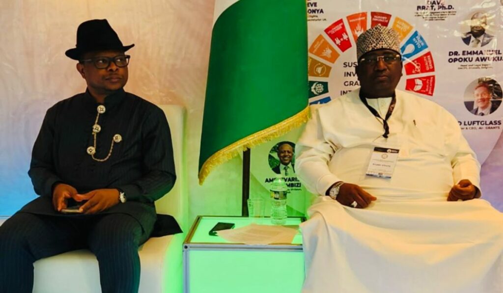Caption: Consul General of Nigeria in New York, Abubakar Jidda, and Governor of Kebbi State, Nasir Idris at the 79th United Nations General Assembly (UNGA) side event high-level global executive sustainable investments, grants  and interventions roundtable, New York 2024