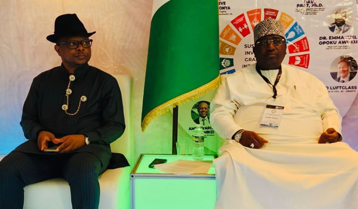 Caption: Consul General of Nigeria in New York, Abubakar Jidda, and Governor of Kebbi State, Nasir Idris at the 79th United Nations General Assembly (UNGA) side event high-level global executive sustainable investments, grants  and interventions roundtable, New York 2024