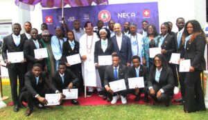 Oba Babatunde Adewale Ajayi, Torungbuwa II, Akarigbo of Remoland.; Managing Director/Chief Executive Officer ,Mr  Wassim Elhusseini;  (both middle) and other dignitaries with the graduands.