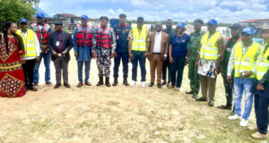 Cross section of participants at the one-day safety workshop, including the Warri Area Manager, NIWA, Engr Rufus Oladimeji (yellow vest in the middle)
