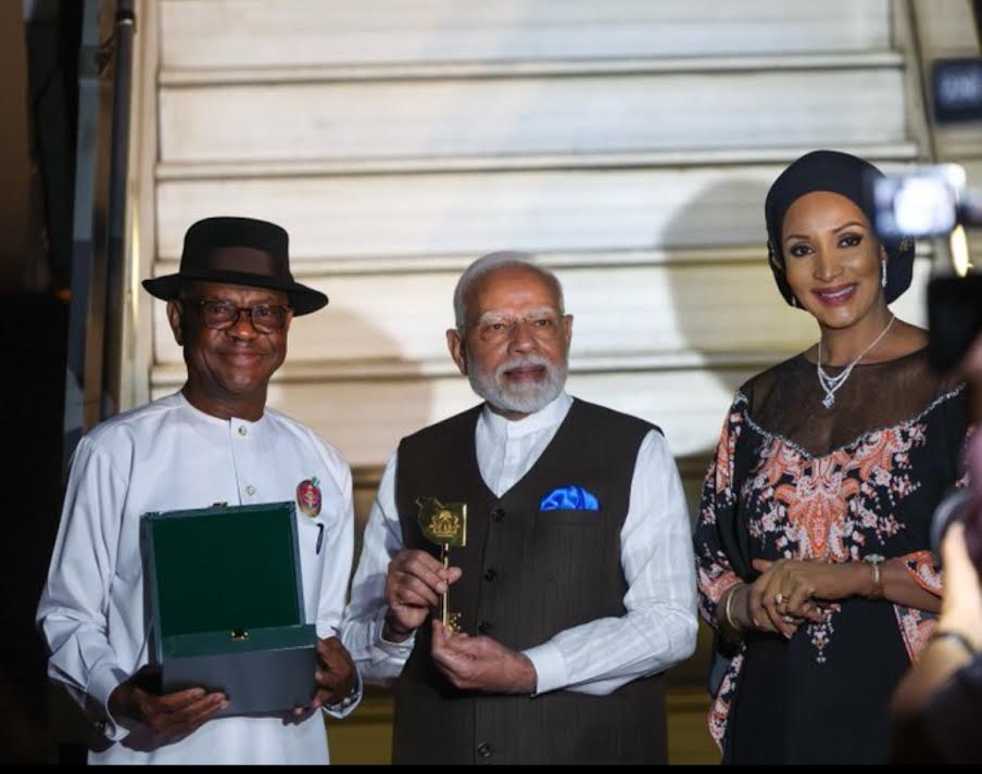 Wike, Odimegwu-Ojukwu welcome Indian PM Modi on historic visit to Nigeria