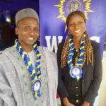 WAEC Head of National Office, Dr. Amos Dangut and best overall WASSCE student, Whiskey Orevaoghene at the award event in Kaduna