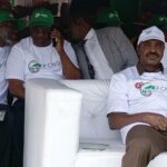 Minister of Transportation Said Alkali during the launch and handover ceremony of CNG buses to transport union in Abuja Thursday