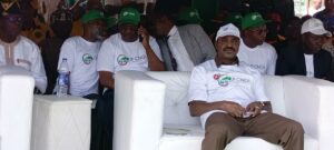Minister of Transportation Said Alkali during the launch and handover ceremony of CNG buses to transport union in Abuja Thursday