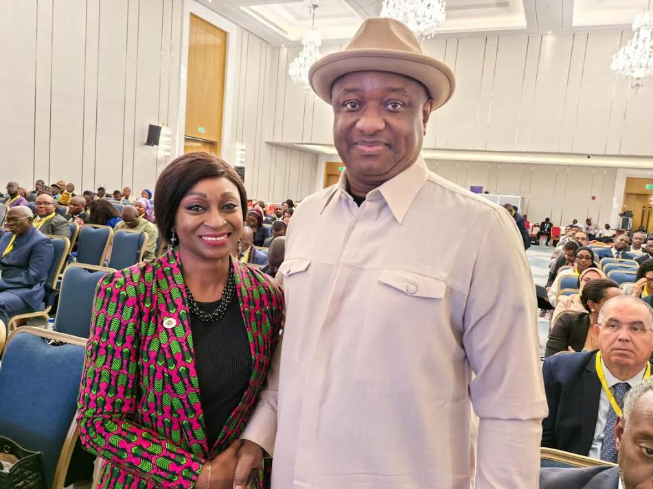 Adefunke (Left) and Mr. Keyamo (Right) shortly after the election in Brazzaville, Congo on Thursday