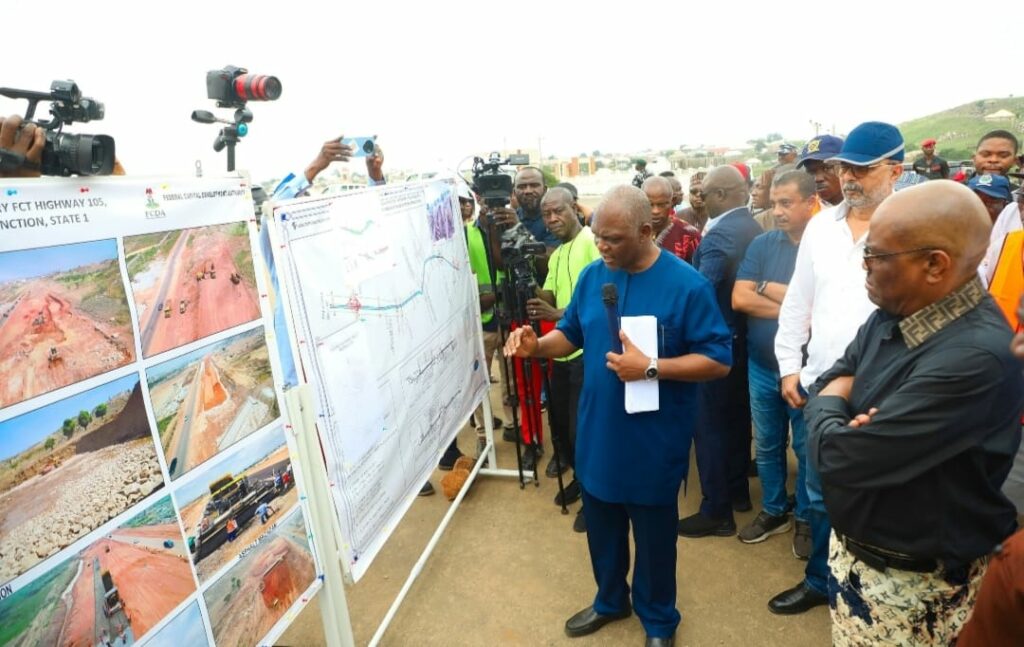 Minister of the FCT Nyesom Wike at the site of the FCT Highway 105 project