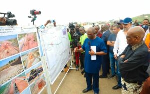 Minister of the FCT Nyesom Wike at the site of the FCT Highway 105 project