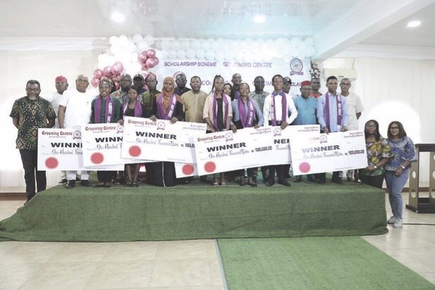 Dr. Nwabunka (3rd left), Egulefu, Clifford Onyeike and winners of the grant