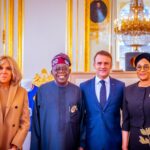 L-R: Spouse of the President of France Brigitte Macron, Nigerian President Bola Tinubu, French President Emmanuel Macron, Nigerian First Lady Oluremi Tinubu