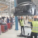 Geely car assembly line inside Coscharis auto plant in Lagos