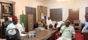 Barr. Sly Ezeokenwa with members of the NWC briefing the press