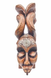Ikenga Mask (Wood & Aluminum, H76 x W25 x D25 cm, and dated 2017) by Okezie Okafor