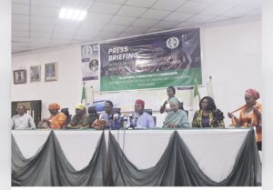 L-R- Directors of the NHRC, Ibe Obiligwe, Aisha Kaltungo, Halima Oyedele, Harry Obi, executive secretary, NHRC, Tony Ojukwu, Rabi Anwar, Joy Oti and Agharese Arase at the briefing