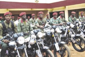 Security men with their motorcycles