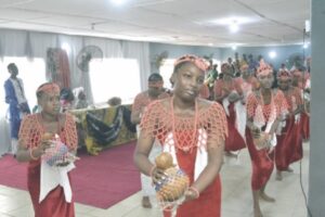 Students performing Edo cultural routines