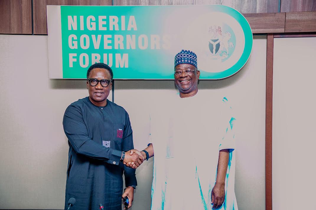 Prof. Charles Anosike, Director General and Chief Executive Officer of the NiMet, and Alhaji Abdulateef O.T. Shittu, Director General of the Nigeria Governors’ Forum, at a meeting at NGF’s Office in Abuja over the weekend to discuss collaboration on presenting weather and climate information to Nigerians