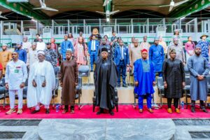 Vice President Kashim Shettima, who represented President Bola Tinubu, alongside dignitaries at the launch of the 2024 Abuja International Carnival at Eagle Square, on Saturday, 23-11-2024.