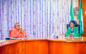 First Lady of Nigeria Oluremi Tinubu with wife of the Vice President and Vice-Chairman of RHI, Nana Shettima