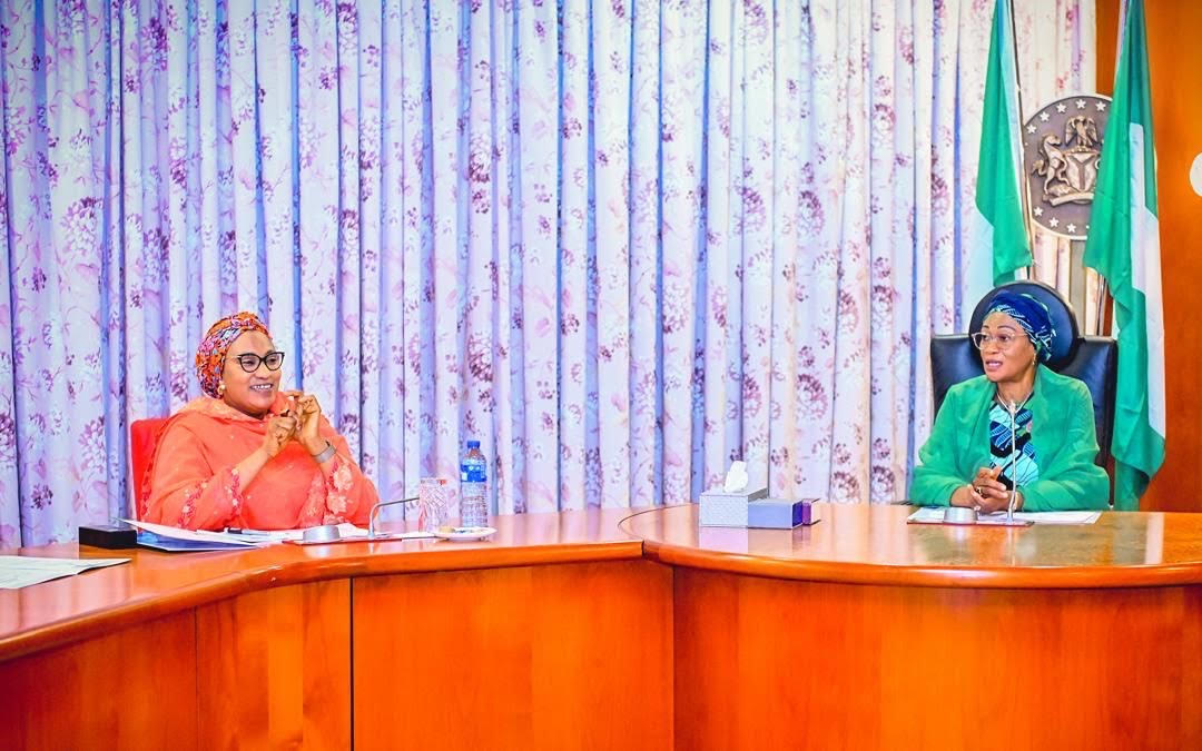First Lady of Nigeria Oluremi Tinubu with wife of the Vice President and Vice-Chairman of RHI, Nana Shettima