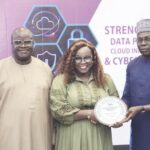 •Anuforo receiving the Africa Digital Awards last Saturday in Lagos.