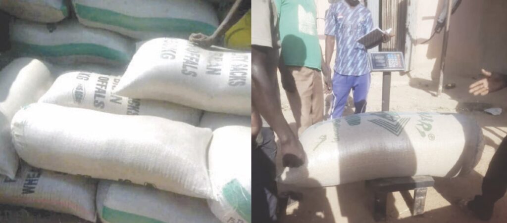 •Some bags of rice in the market