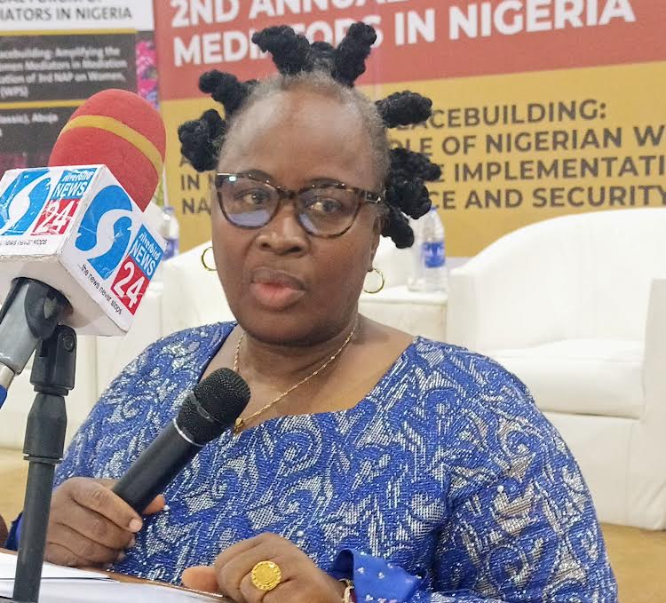 UNWomen’s Country Representative to Nigeria and the ECOWAS, Mrs. Beatrice Eyong, addressing participants at the 2nd annual forum of women mediators in Nigeria in Abuja on Thursday, December 13, 2024