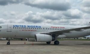 United Nigeria aircraft parked on tarmac