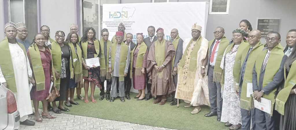 6th from right is Prof. Ibidapo-Obe and other members of the institute after their inauguration