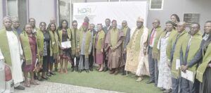 6th from right is Prof. Ibidapo-Obe and other members of the institute after their inauguration