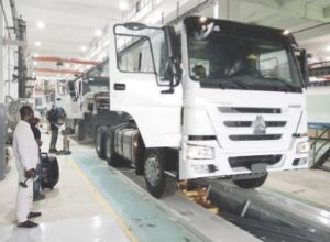 CNG truck manufacturing inside Dangote Sinotruk CKD plant in Ikeja, Lagos