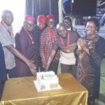 Cutting of 50th anniversary cake