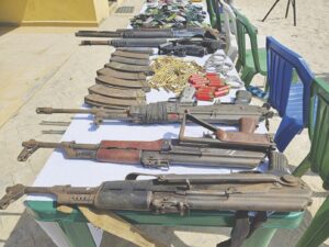 Display of arms recovered from suspects