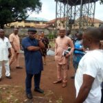 The Commissioner for Water Resources, Imo State, Ozo Obinna Francis Ogwuegbu on a June 20, 2024 visit to the Umoba Water Scheme with his team from the Ministry of Water Resources to access the state of things.