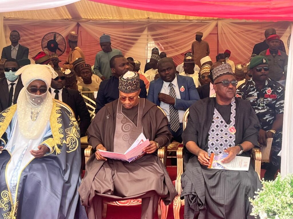 Kaduna Governor Uba Sani (middle) at the groundbreaking ceremony of the construction of Mallam Abdulkarim Juma’at Mosque, Zaria