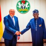 Nigerian President Bola Tinubu (R) with German President Frank-Walter Steinmeier (L)