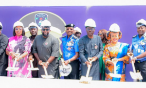 Governor Babajide Sanwo-Olu (3rd from right) breaks ground for 2,200 police housing units in Lagos