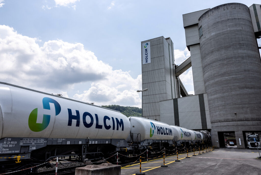 FILE PHOTO: Rail carriages are pictured at the Siggenthal plant of cement maker Holcim in Wurenlingen