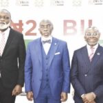 Prof. Chidiebere Onyia, Enugu State SSG; (middle); Dr. Ike Chioke, Chairman, BOT, Enugu State Security Trust Fund (right); and Engr. Chinedu Ani, Executive Secretary, ESSTF at the launch