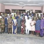 Prof. Tayo (middle) with BU staff and EWAN members