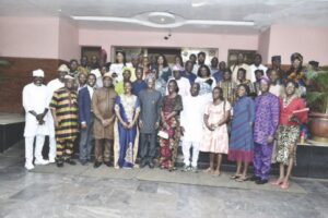 Prof. Tayo (middle) with BU staff and EWAN members