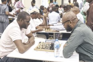 Virtually impaired Victor Ekwueme (right) playing chess game