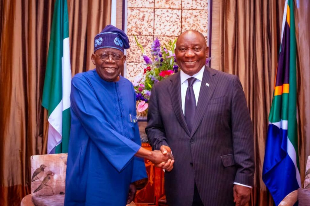 Nigerian President Bola Tinubu and South African President Cyril Ramaphosa