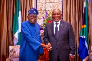Nigerian President Bola Tinubu and South African President Cyril Ramaphosa