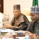 Minister of Budget and Economic Planning Abubakar Bagudu; Vice President Kashim Shettima and Deputy Chief of Staff to the President office of the Vice President Senator Ibrahim Hadejia at a meeting on the National Council of Privatization at the Presidential Villa in Abuja on Tuesday, December 3, 2024