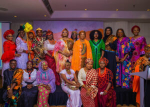 Minister of Women Affairs, Imaan Suleiman-Ibrahim with members of the Federal Capital Territory’s Nigerian Association of Women Journalists (NAWOJ) at a high-level stakeholders’ event in Abuja, themed “Collaborative Pathways to Gender Equality and Women’s Empowerment Roadmap”